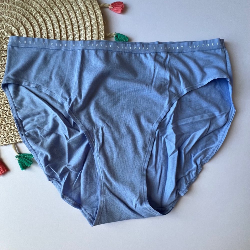 Victoria's Secret Stretch Cotton High-Leg Brief Panty Cameo Blue XL NEW